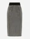Dolce & Gabbana Crystal Mesh Midi Skirt In Silver