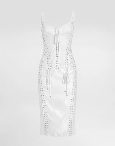 Dolce & Gabbana Calf-length Dress With Corset Detailing In White