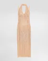 Dolce & Gabbana Calf-length Dress With Sequined Fringe Embellishment In Multicolor