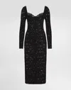 Dolce & Gabbana Calf-length Floral Lace Dress With Bra-style Cups In Black