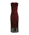 Dolce & Gabbana Calf-length Floral Lace Sheath Dress With Contrasting Lining In Black