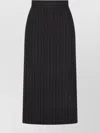 Dolce & Gabbana Calf Length High-waisted Pinstripe Midi Skirt In Black