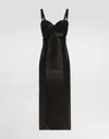 Dolce & Gabbana Calf-length Satin And Lace Dress With Corset Details In Black