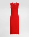 Dolce & Gabbana Calf-length Sheath Dress In Floral Cordonetto Lace In ボルドー