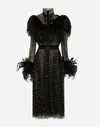 Dolce & Gabbana Feather-trim Rhinestone Dress In Silver