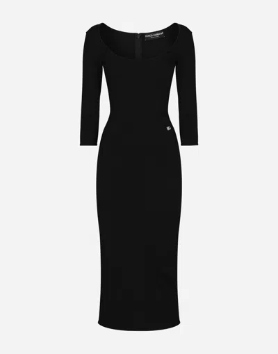 Dolce & Gabbana Calf-length Viscose Knit Dress In Black