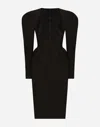 Dolce & Gabbana Calf-length Wool Dress With Open Neckline In Black