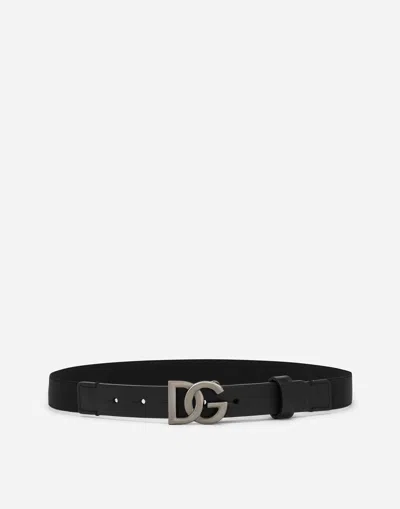 Dolce & Gabbana Calfskin And Elasticated Belt In Black