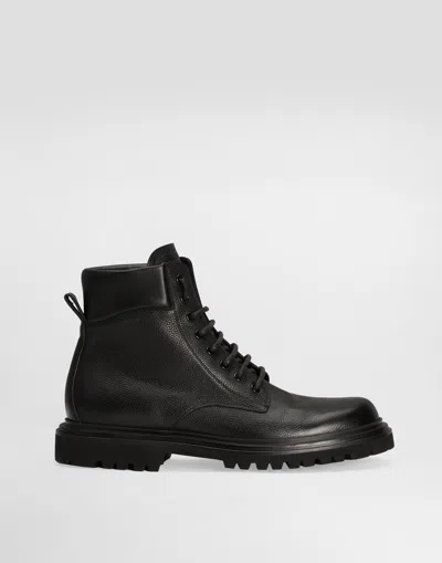 Dolce & Gabbana Calfskin Ankle Boots In Black
