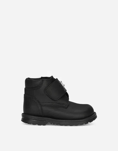 Dolce & Gabbana Calfskin Ankle Boots In Black