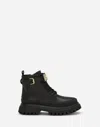 Dolce & Gabbana Calfskin Ankle Boots With Dg Logo In Black