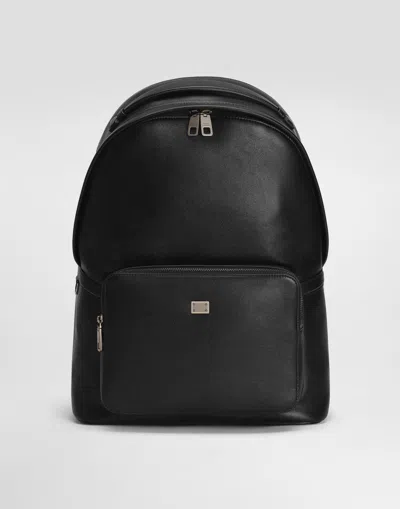 Dolce & Gabbana Calfskin Backpack In Black