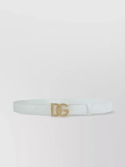 Dolce & Gabbana Calfskin Belt Adjustable Gold-tone Buckle In White