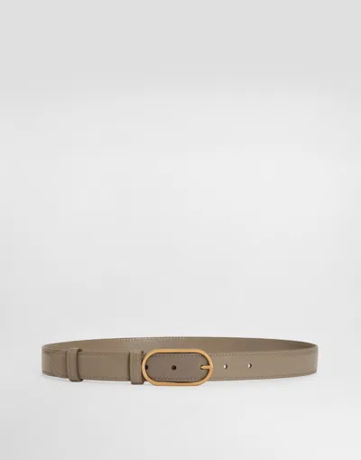 Dolce & Gabbana Calfskin Belt In Beige