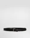 Dolce & Gabbana Black Belt With Buckle Closure And Interwoven Design In Leather Man In Black