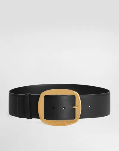 Dolce & Gabbana Calfskin Belt In Black