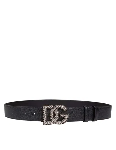 Dolce & Gabbana Calfskin Belt In Black