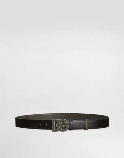 Dolce & Gabbana Leather Belt With Buckle In Black