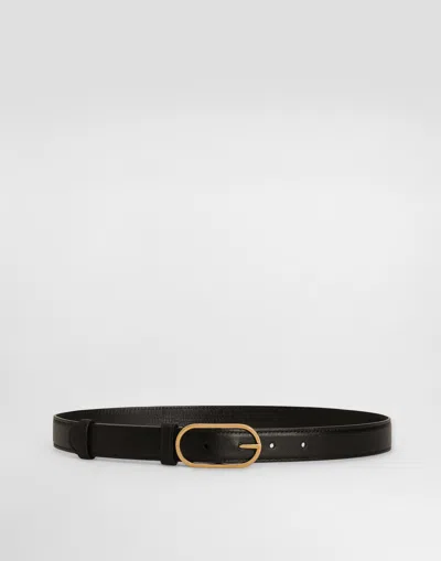 Dolce & Gabbana Calfskin Belt In Black