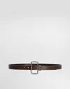 Dolce & Gabbana Rectangle-buckle Leather Belt In Brown