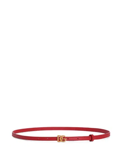 Dolce & Gabbana Calfskin Belt In Red