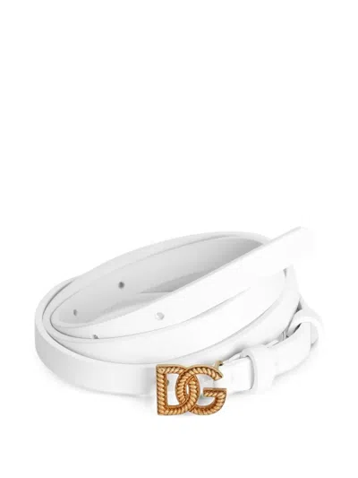 Dolce & Gabbana Calfskin Belt In White