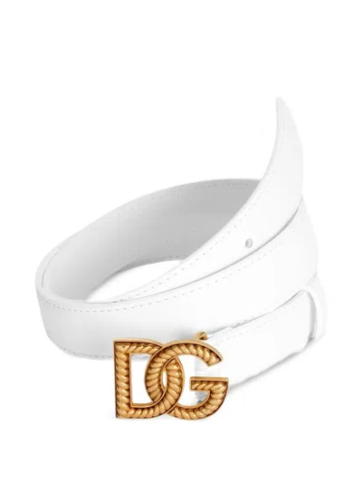 Dolce & Gabbana Calfskin Belt In White