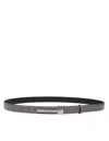Dolce & Gabbana Leather Belt With Logo Buckle In Grey