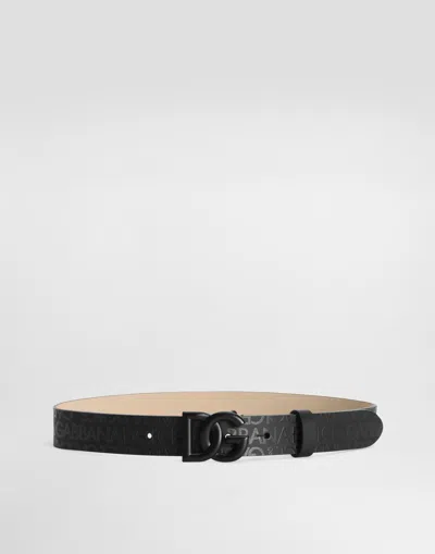 Dolce & Gabbana Kids' Calfskin Belt With Dg Logo In Black