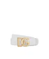 Dolce & Gabbana Calfskin Belt With Dg Logo In White