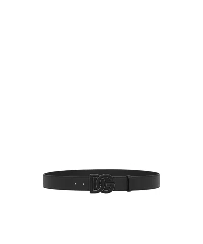 Dolce & Gabbana Black Logo Leather Belt