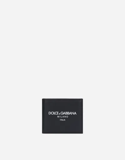 Dolce & Gabbana Calfskin Bifold Wallet In Blue