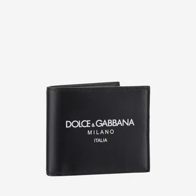 DOLCE & GABBANA DOLCE & GABBANA CALFSKIN BIFOLD WALLET WITH LOGO