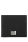 Dolce & Gabbana Black Dauphine Leather Wallet With Logo Plaque In Black