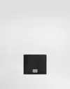 Dolce & Gabbana Calfskin Bifold Wallet With Logo Tag In Black