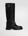 Dolce & Gabbana Leather Biker Boots In Black