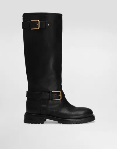 DOLCE & GABBANA CALFSKIN BIKER BOOTS