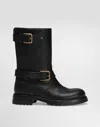 Dolce & Gabbana Buckle Lug Mid-calf Round Toe Boots In Black