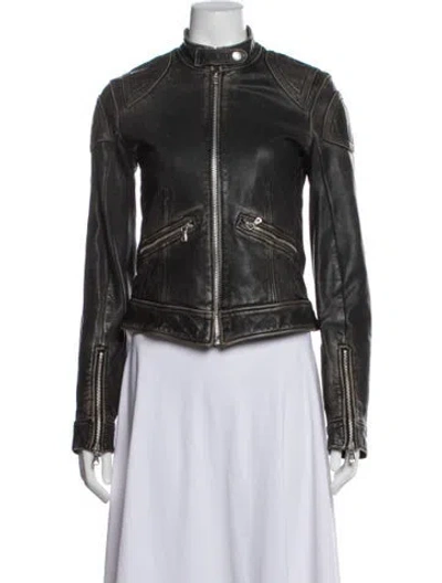 Pre-owned Dolce & Gabbana Calfskin Biker Jacket In Multicolor