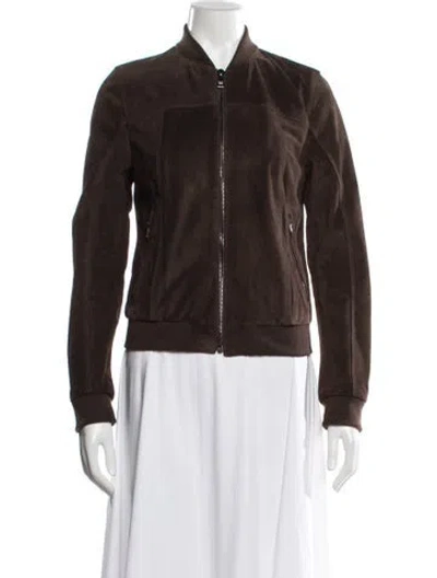Pre-owned Dolce & Gabbana Calfskin Bomber Jacket In Brown