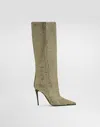 Dolce & Gabbana Calfskin Boots In Nero/oro