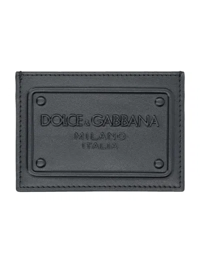 Dolce & Gabbana Calfskin Card Holder In Black