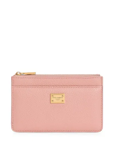 Dolce & Gabbana Calfskin Card Holder In Pink