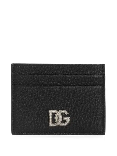 Dolce & Gabbana Calfskin Card Holder With Dg Logo In Orange