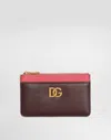 Dolce & Gabbana Calfskin Card Holder With Dg Logo In Bordeaux