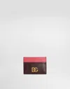 Dolce & Gabbana Calfskin Card Holder With Dg Logo In Bordeaux