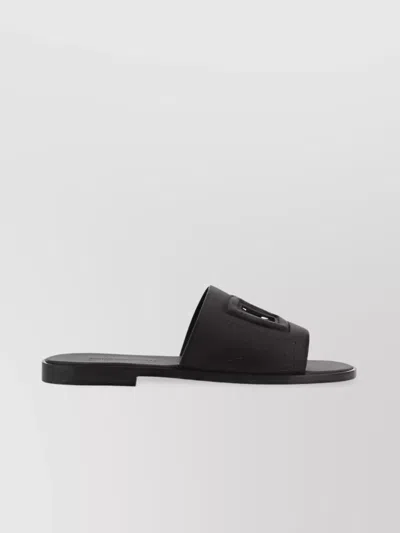 Dolce & Gabbana Calfskin Cut-out Slide Sandals In Nero