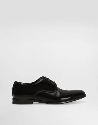 Dolce & Gabbana Calfskin Derby Shoes In Black