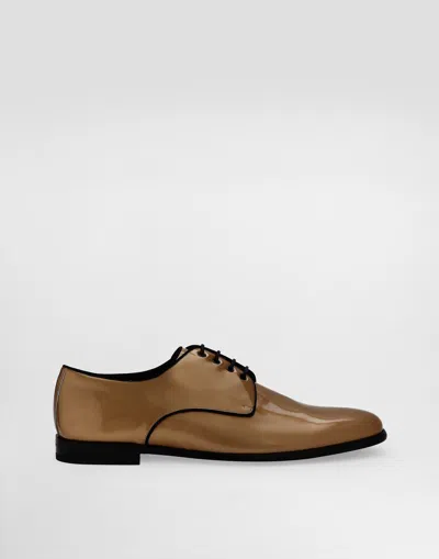 Dolce & Gabbana Calfskin Derby Shoes In Bronzo