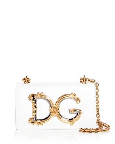 Dolce & Gabbana Calfskin Dg Girls Phone Bag In White